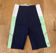 Sweaty Betty Power High Waist 9" Biker Shorts in Navy Mint White