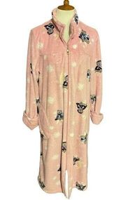 Jasmine Rose Intimate Women Long Sleeve Full Zip Sleepwear Bear Print Pink One S