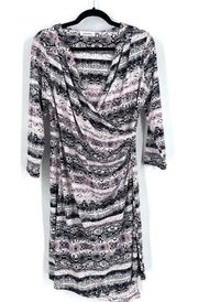 Calvin Klein Snake Skin Print Ruched faux Wrap Midi Dress Plus Size medium