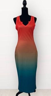 NWT  Women’s Ombre V-neck Sleeveless Midi Dress - Size Small