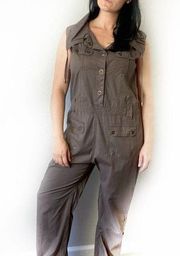 Y2K Per Se Brown Utility Baggy Jumpsuit Size Medium