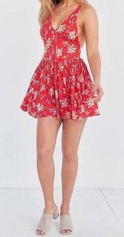 Urban Outfitters Red floral romper never worn