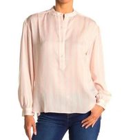 BB Dakota “I am thriving” pink striped Oxford satin blouse button down