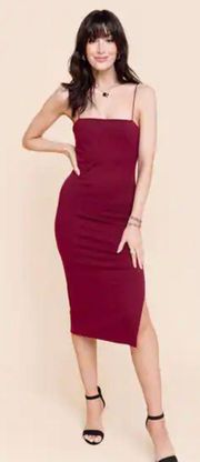 Square Neck Slit Midi Dress