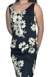 Ann Taylor Loft DRESS Black White Floral Sleeveless Womens Size 6 Lined Zip Back