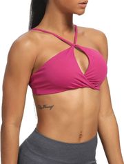 Pink Halter Sports Bra