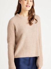 Quince Mongolian Cashmere Fisherman Crewneck Sweater, Tan, Women’s S