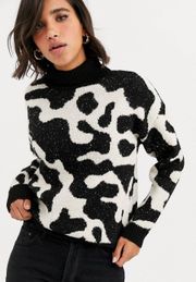 Vero Moda Cow Print Mock Neck Sweater