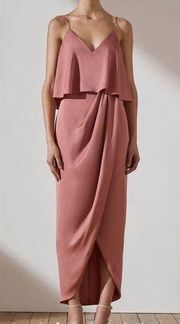 Shona Joy Luxe Cocktail Frill Midi Dress Rose Women's US 6 Wedding Bridal