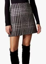 NWT Karen Millen Checked A Line Mini Skirt Size 8 Black & White