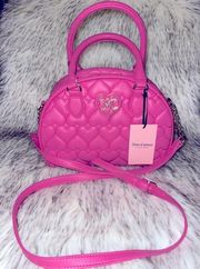 NWT JUICY COUTURE HEART QUILTED JUICY PINK FLAWLESS DOME SATCHEL