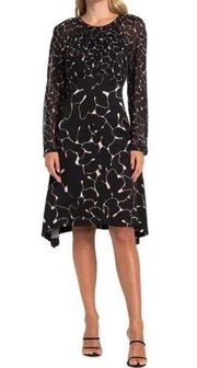 Rokinsa Long Sheer Sleeve Mix Media Dress