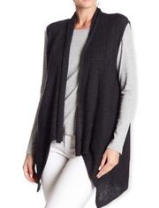Eileen Fisher Black Wool Draped Vest