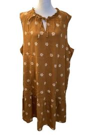 Sonoma Mustard Floral Tiered Mid length Sleeveless Dress Sz‎ 3X