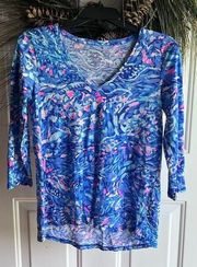 Womens Lilly Pulitzer Etta V-neck 3/4 Sleeve Top Size XS