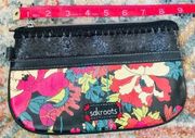 SAKROOTS Black Floral Wristlet Wallet Coated Canvas Missing Wristrap