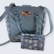 Slate Blue Vegan PU Mini Crossbody Bag W/ Card Wallet