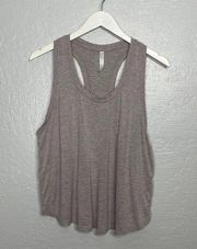 Women XL Heather Gray Oversized Racerback Tank Cropped Athletic Yoga