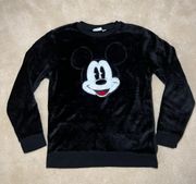 Disney Parks Velour Mickey Mouse Black Pullover Sweatshirt  | Medium