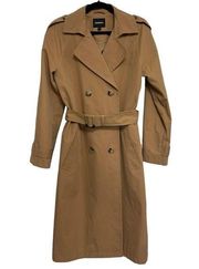 Express Women’s Classic Double Breasted Belted Trench Coat in Tan - Size M