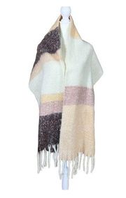 Express oversized squares fringe fluffy scarf