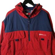 Vintage 90s Tommy Hilfiger Ski Jacket Blue Red XL Extra Large Snowboard Fleece