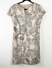 J. McLAUGHLIN Ariana Animal Tropical Print Lined Short Sleeves Dress, Size 6