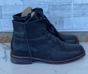 John Fluevog Mikaela Navy Blue Leather Punk Biker Chukka Boots size 10/9