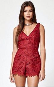 Kendall + Kylie Red lace romper tie straps never worn