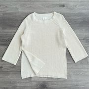 Aritzia WILFRED Side Slit Sweater Knit Tunic Cream Off White Size 2 Relaxed Fit