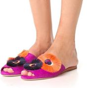 Loefller Randall Floral Suede Sandals Slip Ons