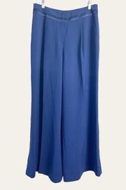 Lafayette 148 Blue High-Waist Wide Leg Pleated Trouser Pants Size 12