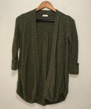 Westport 3/4 Cuffed Sleeve Open Front Knit Cardigan Olive XSmall