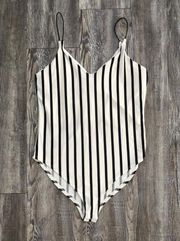 Black And White Striped Bodysuit