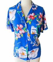 Vintage DIANE VON FURSTENBERG Hawaiian Shirt Summer Top ~ Women's Size 10