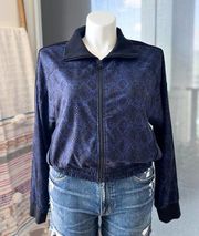 Athleta Brooklyn Navy Black Snake Print Track Bomber Jacket Women’s Size Medium