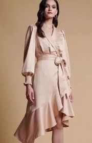 Rachel Parcell Satin Wrap Dress in Champagne