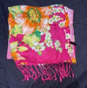 Apt. 9 Tropical Style Floral Scarf With Tasseled Hem