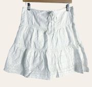 Vintage Juicy Couture White Tiered Eyelet A-Line Mini Skirt Size Small