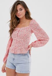 Floral Square Neck Blouse