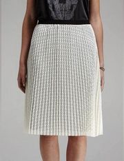 Joie Jacinthe Pleated Laser Cut Dots White Porcelain Black Midi Skirt Sz XS NWT