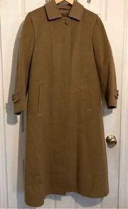 Vintage  Long Wool and Alpaca Lined Peacoat Winter Coat Camel Color