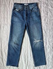 RE/DONE 100% Cotton High Rise Distressed 70's Stove Pipe Blue Jeans - 24