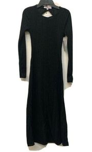 Velvet Torch Womens Black Ribbed Open Back Midi Dress