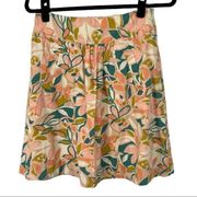J. Crew Peach Green Floral Pleated Skirt