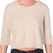 🎉Sam Edelman Fuzzy Sweater Top Cropped Elbow Sleeve Angora Wool Blend Size L