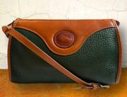 Vintage Dooney & Bourke Fir Green / British Tan Leather Crossbody Bag