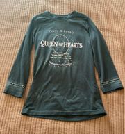 Black Pink Studs Queen of Hearts 3/4 Long-Sleeve Shirt