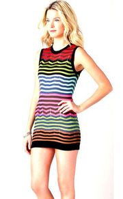 M Missoni Sz 40 US 4 Colorblock Stripe Mini Chevron Stripe Knit Dress Sleeveless