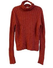 Garnet Hill Turtleneck Sweater Size Large Red Wool Ribbed Knit